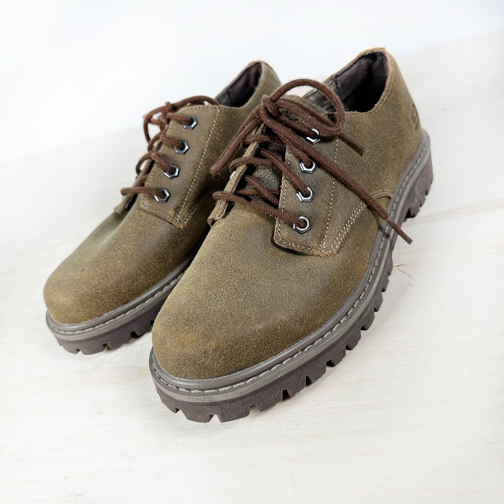 Skechers Olive Green Suede Lace-Up Sneakers